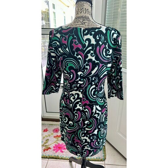 Banana Republic Black Pink Green Scroll Swirl Dress - Picture 3 of 10